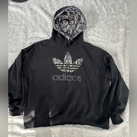 Adidas Black Snake Print Hoodie L Streetwear Urban Grunge Athlesure - Picture 1 of 6